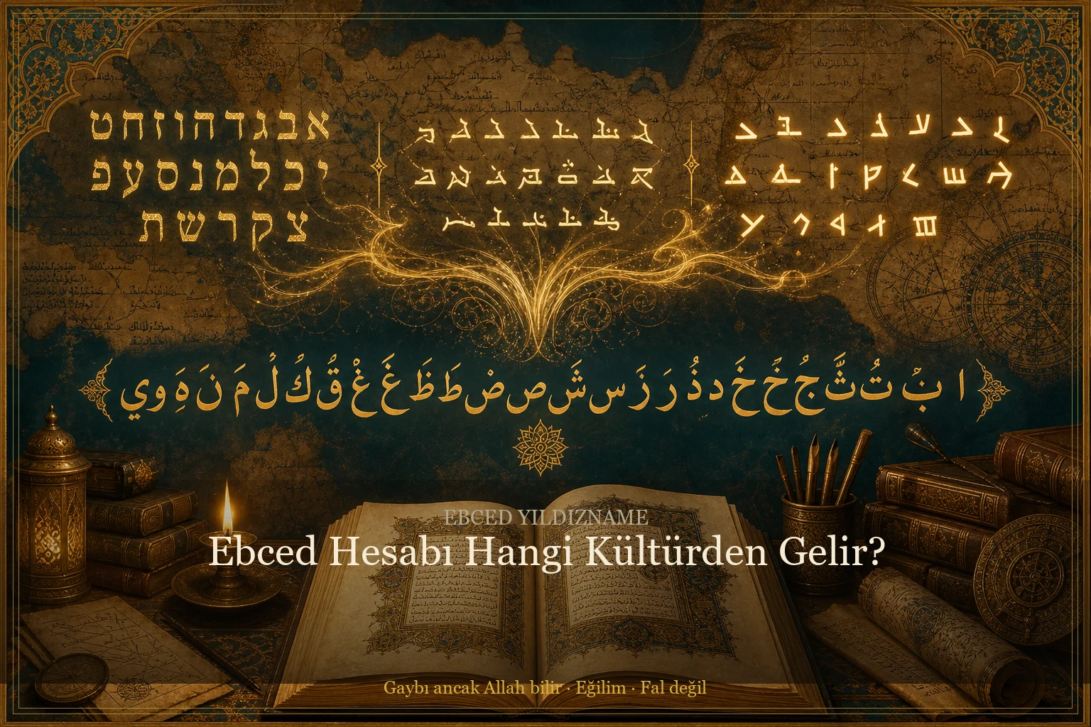 Ebced Hesabı Hangi Kültürden Gelir? — Osmanlı tezhip üslubunda kapak görseli