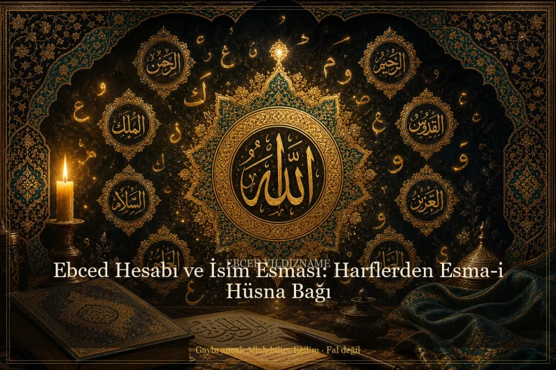 Ebced Hesabı ve İsim Esması — Osmanlı tezhip kapak
