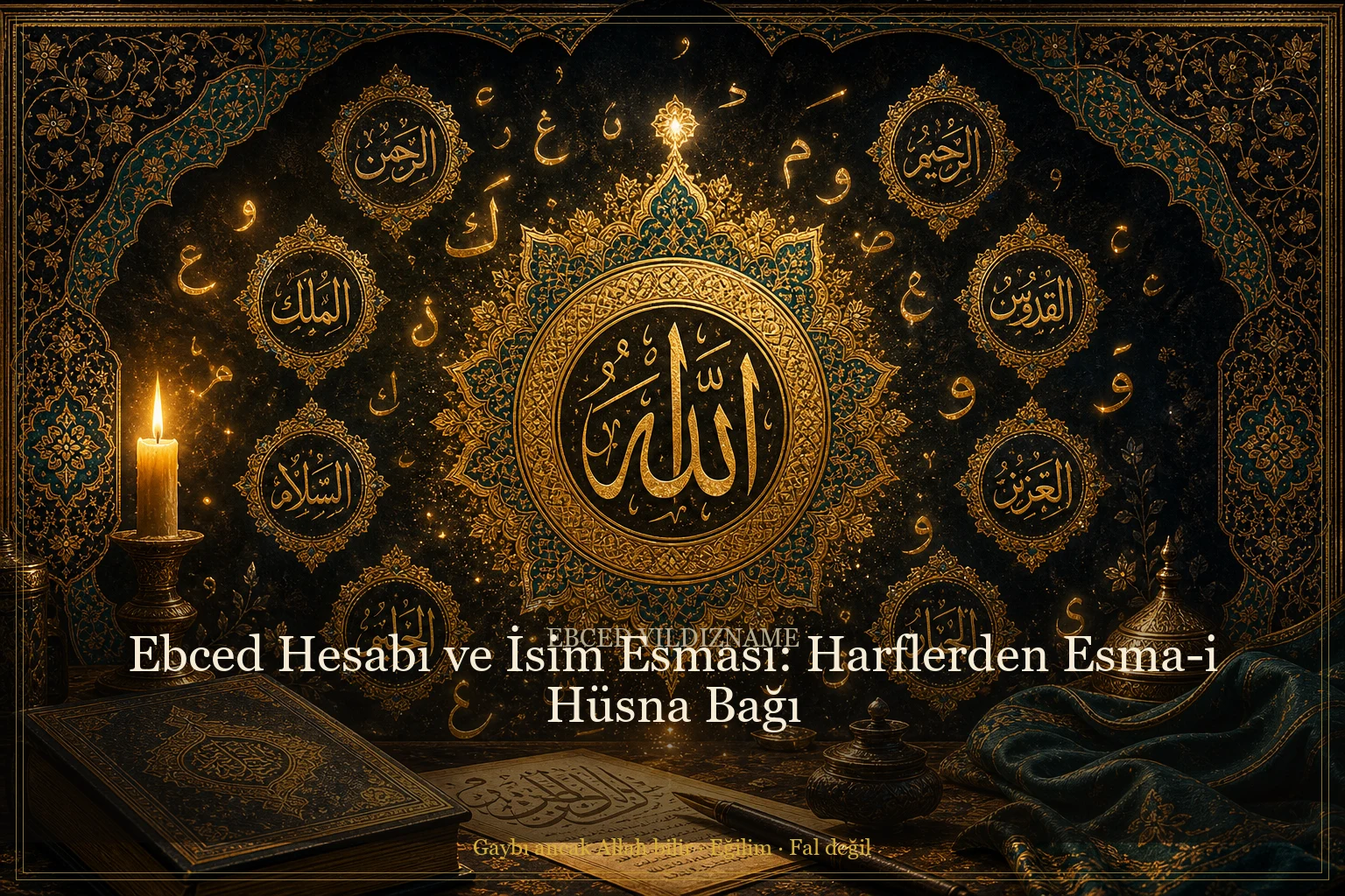 Ebced Hesabı ve İsim Esması — Osmanlı tezhip kapak