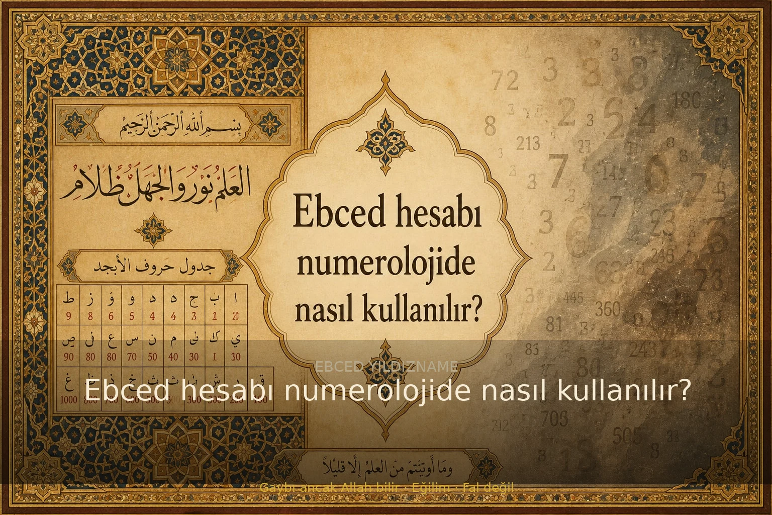 Ebced hesabı numerolojide nasıl kullanılır? — klasik ebced ve yıldızname geleneğine dair görsel anlatım