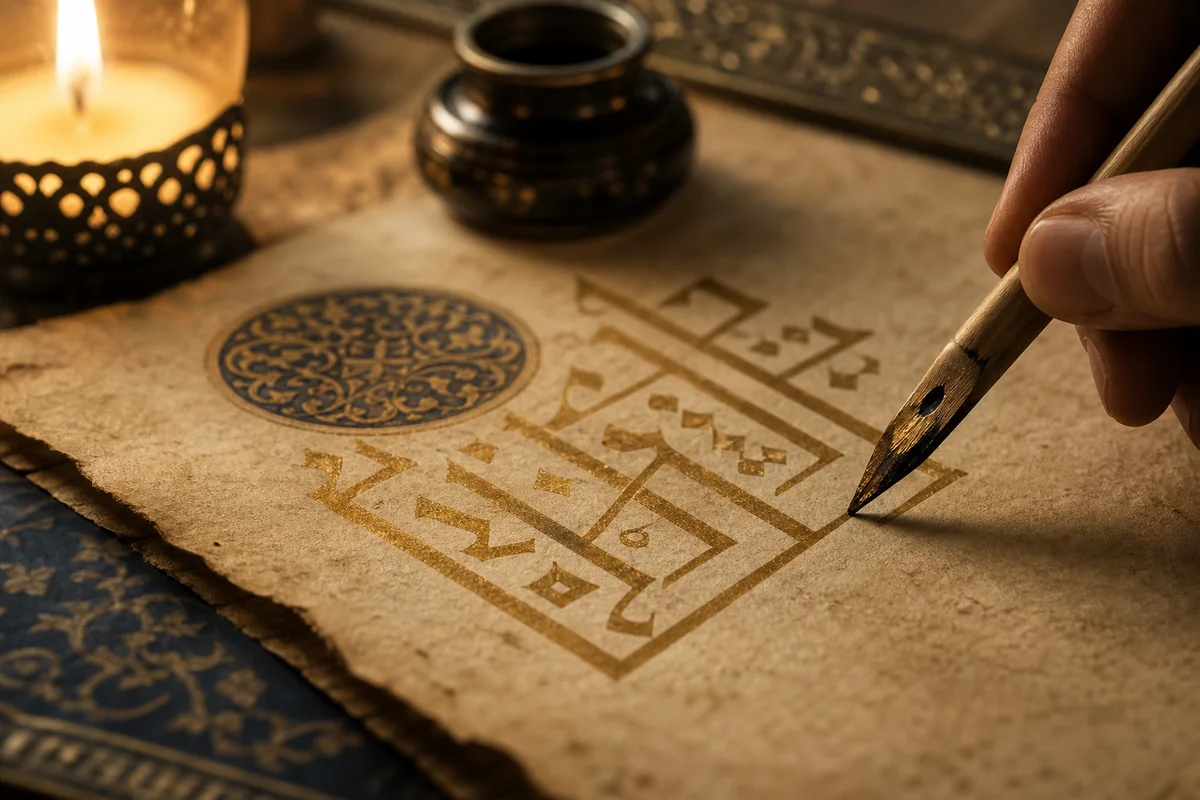 Kalem ve parşömen üzerinde harf tabiatı tefekkürü