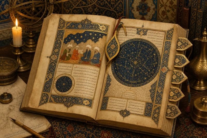 Osmanlı yıldızname bölümleri — açık el yazması rapor ve bölüm işaretleri kapak