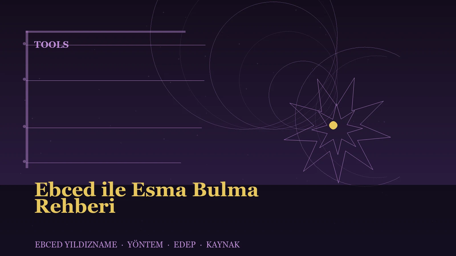 Ebced ile Esma Bulma Rehberi — Ebced Yıldızname özgün kapak çizimi