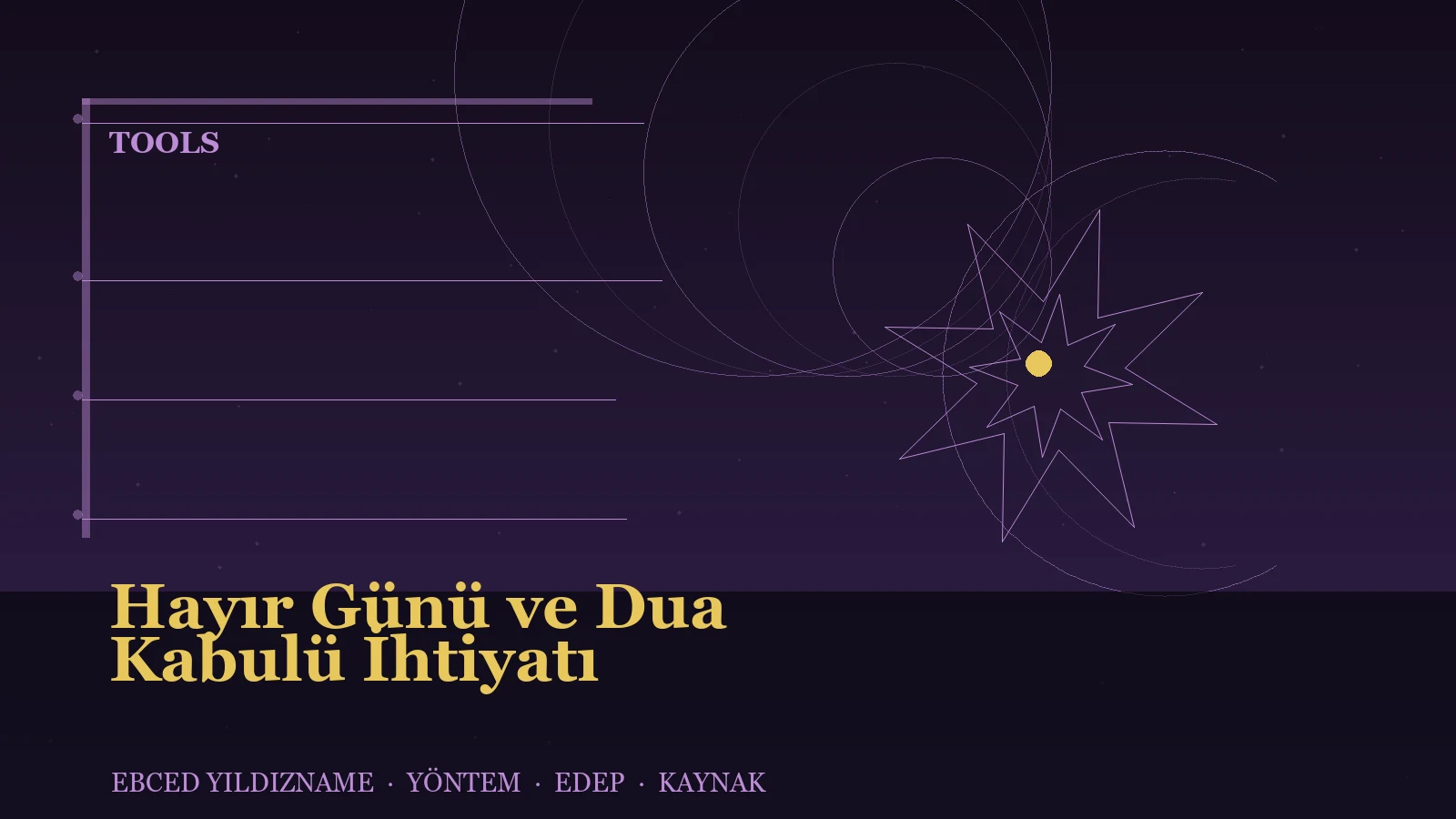 Hayır Günü ve Dua Kabulü İhtiyatı — Ebced Yıldızname özgün kapak çizimi