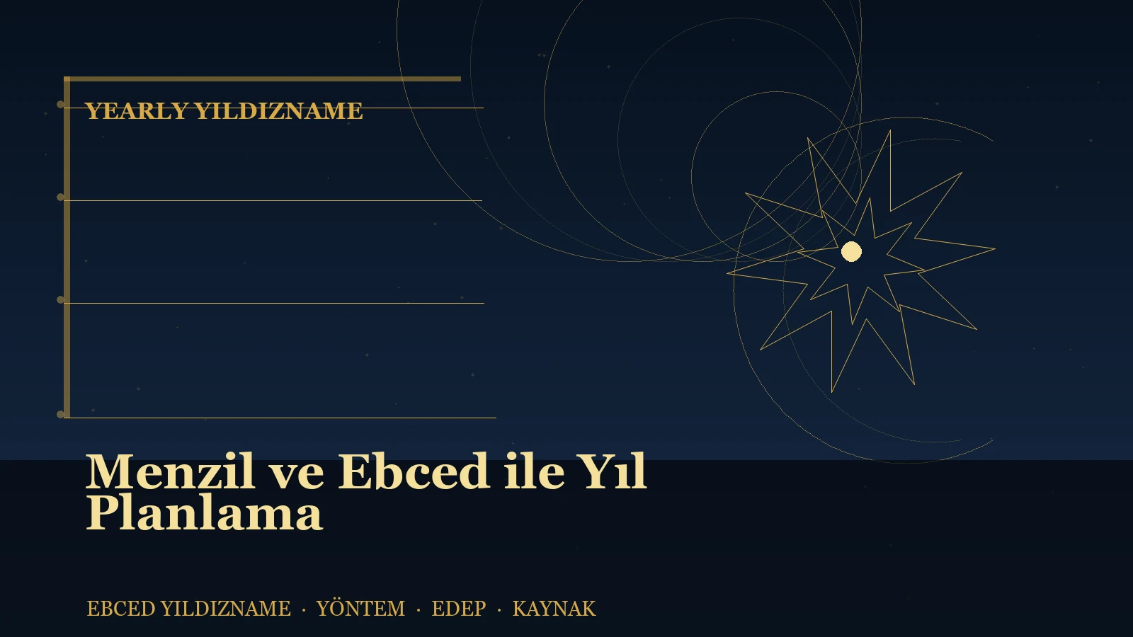 Menzil ve Ebced ile Yıl Planlama — Ebced Yıldızname özgün kapak çizimi