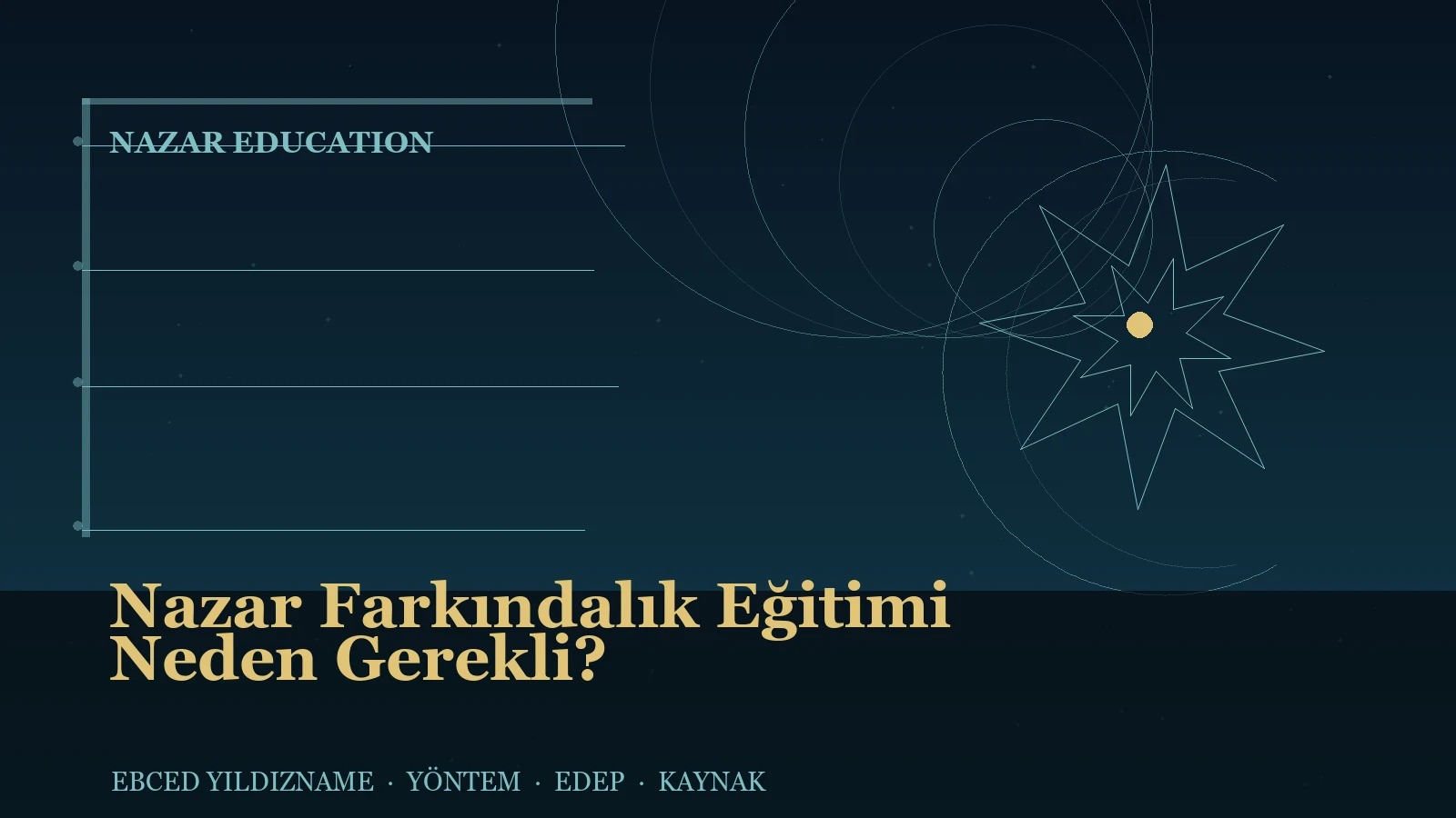 Nazar Farkındalık Eğitimi Neden Gerekli? — Ebced Yıldızname özgün kapak çizimi
