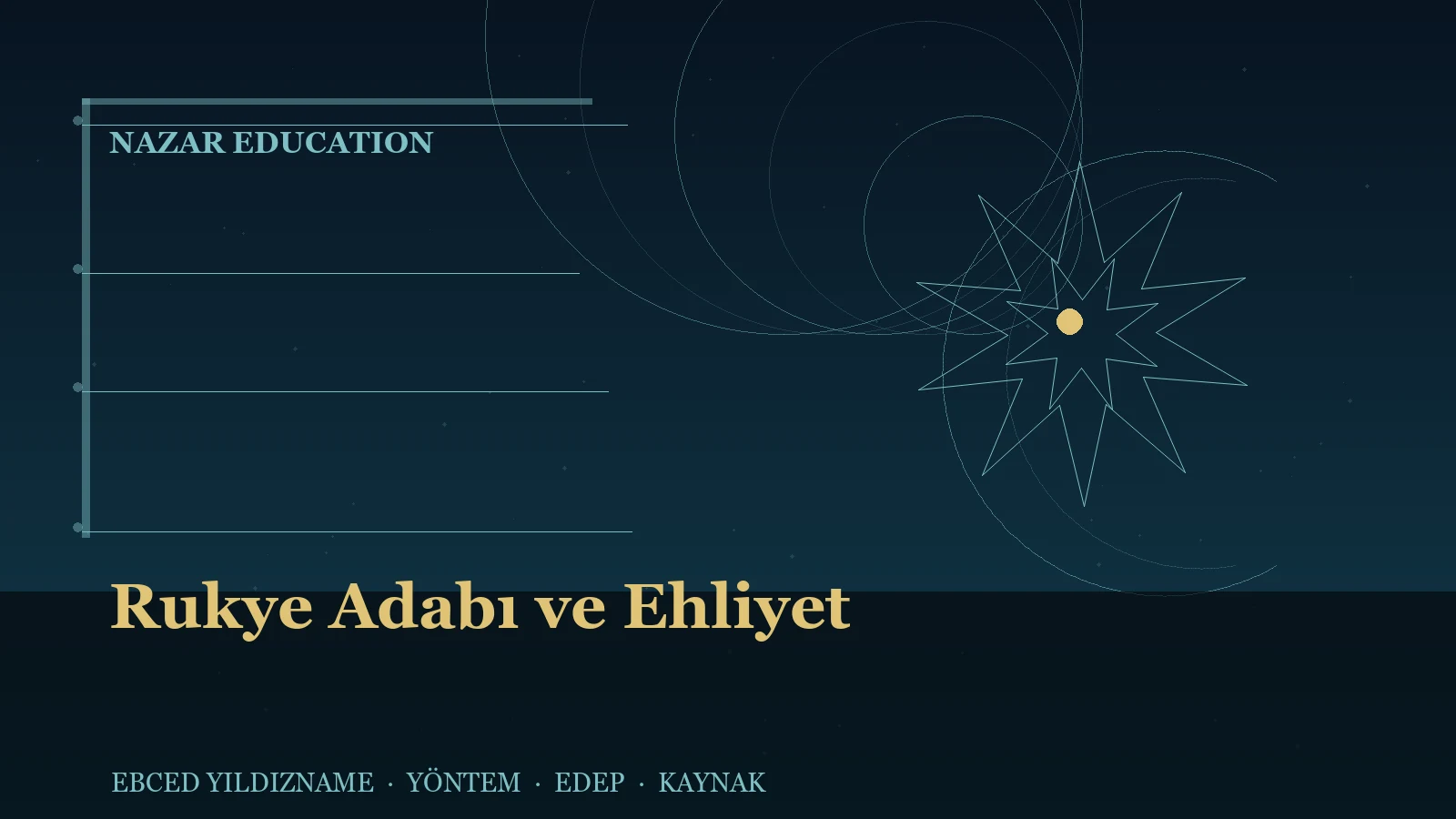 Rukye Adabı ve Ehliyet — Ebced Yıldızname özgün kapak çizimi