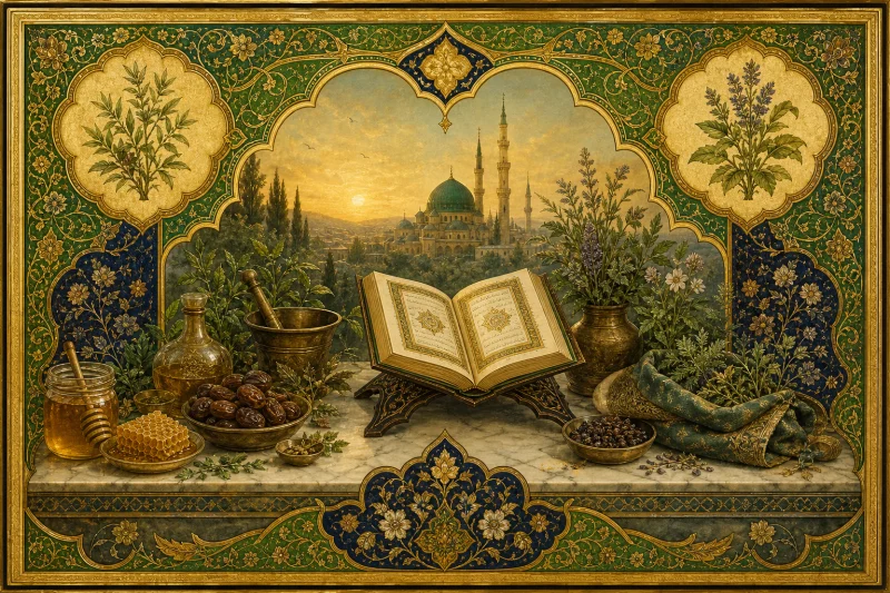 Şifa Ayetleri ve Tıbb-ı Nebevî Çerçevesi — Osmanlı tezhipli rukye kapak görseli