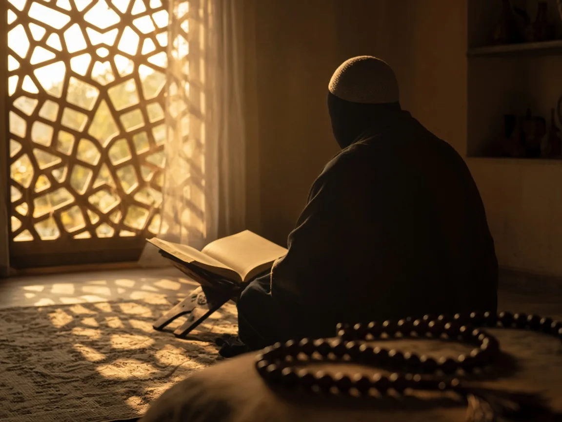 Celcelutiye duası Türkçe okunuş — dua eden siluet ve tesbih