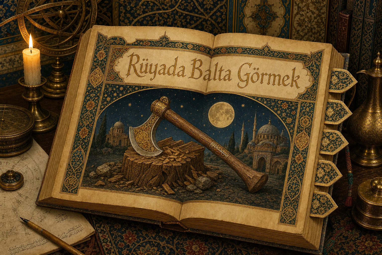 Rüyada Balta Görmek — Osmanlı yıldızname estetiğinde tezhipli minyatür kapak