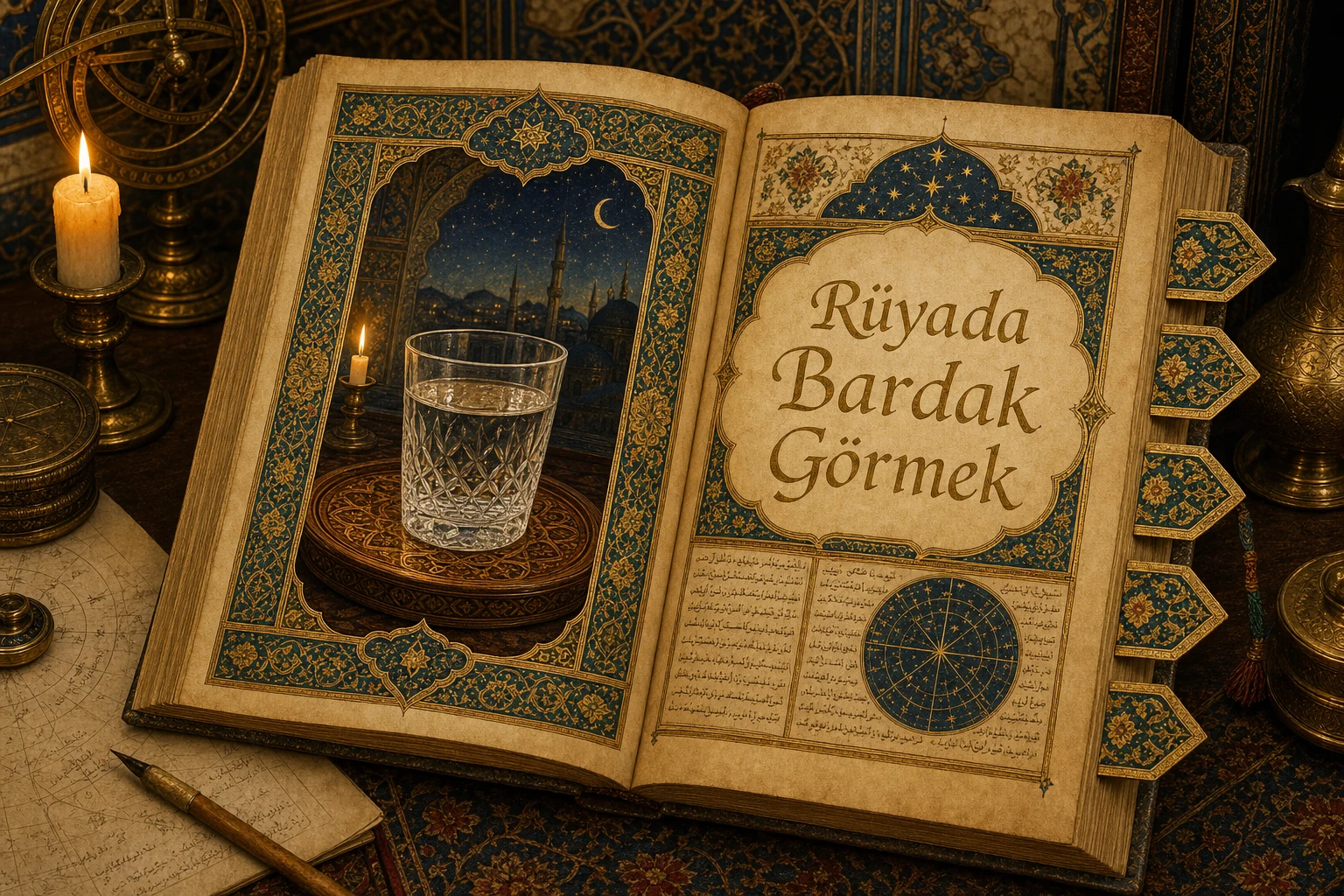 Rüyada Bardak Görmek — Osmanlı yıldızname estetiğinde tezhipli minyatür kapak