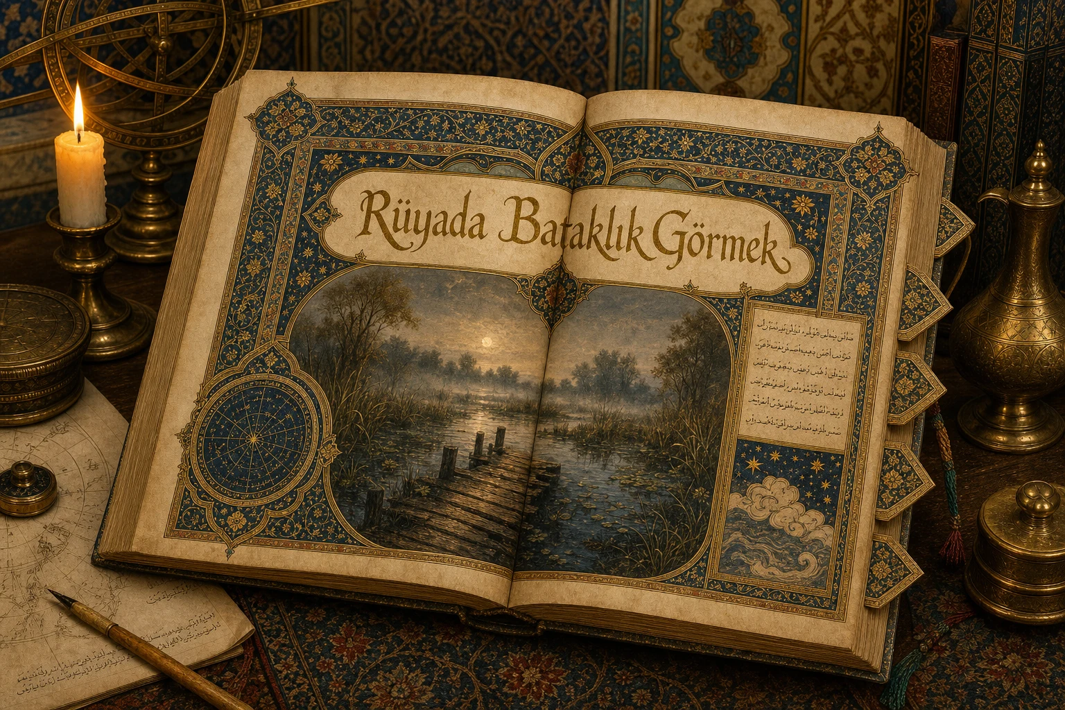 Rüyada Bataklık Görmek — Osmanlı yıldızname estetiğinde tezhipli minyatür kapak