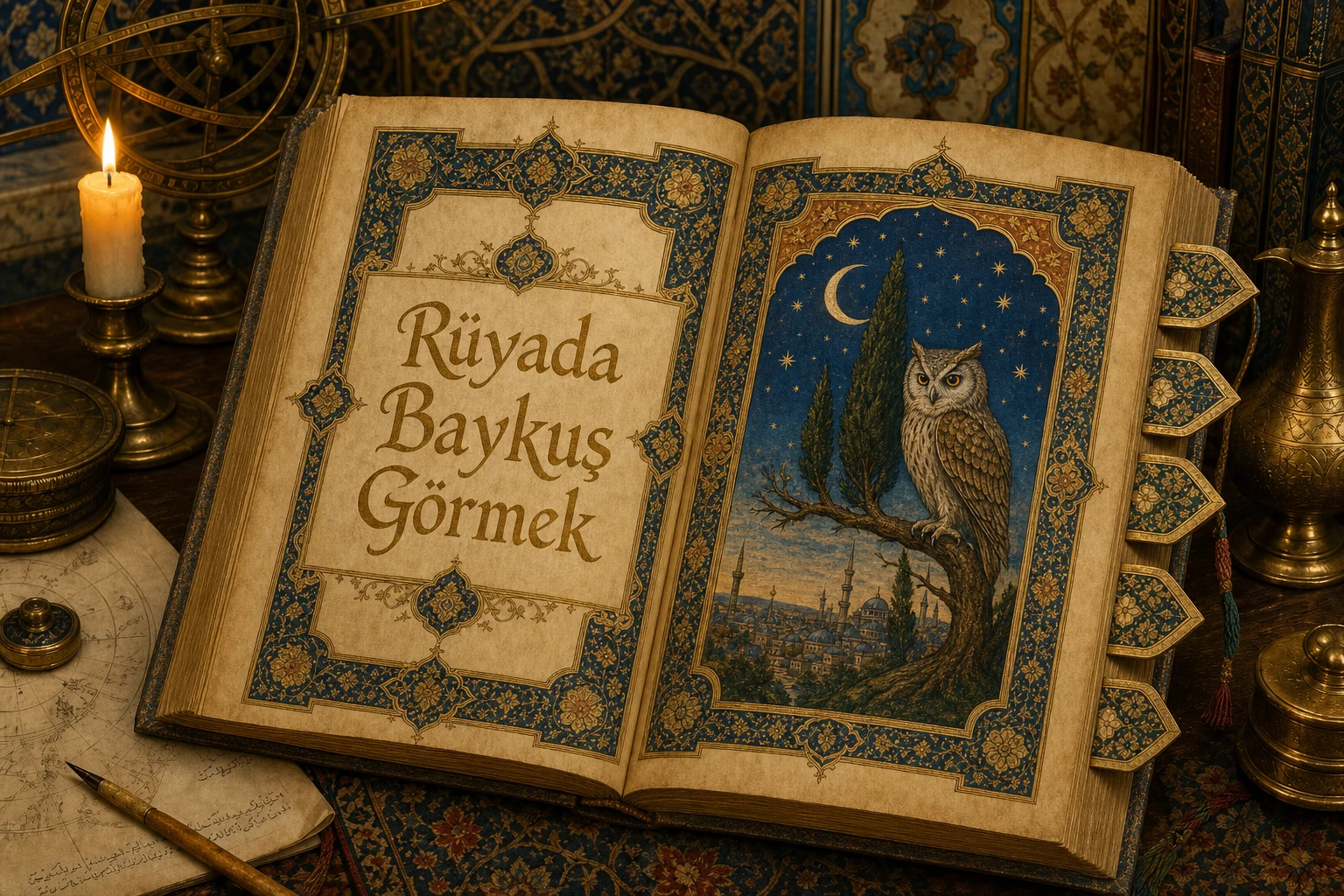 Rüyada Baykuş Görmek — Osmanlı yıldızname estetiğinde tezhipli minyatür kapak