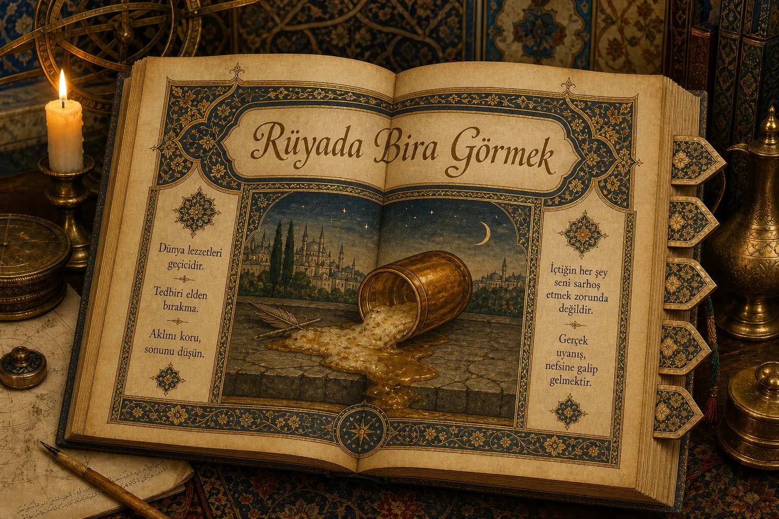 Rüyada Bira Görmek — Osmanlı yıldızname estetiğinde tezhipli minyatür kapak